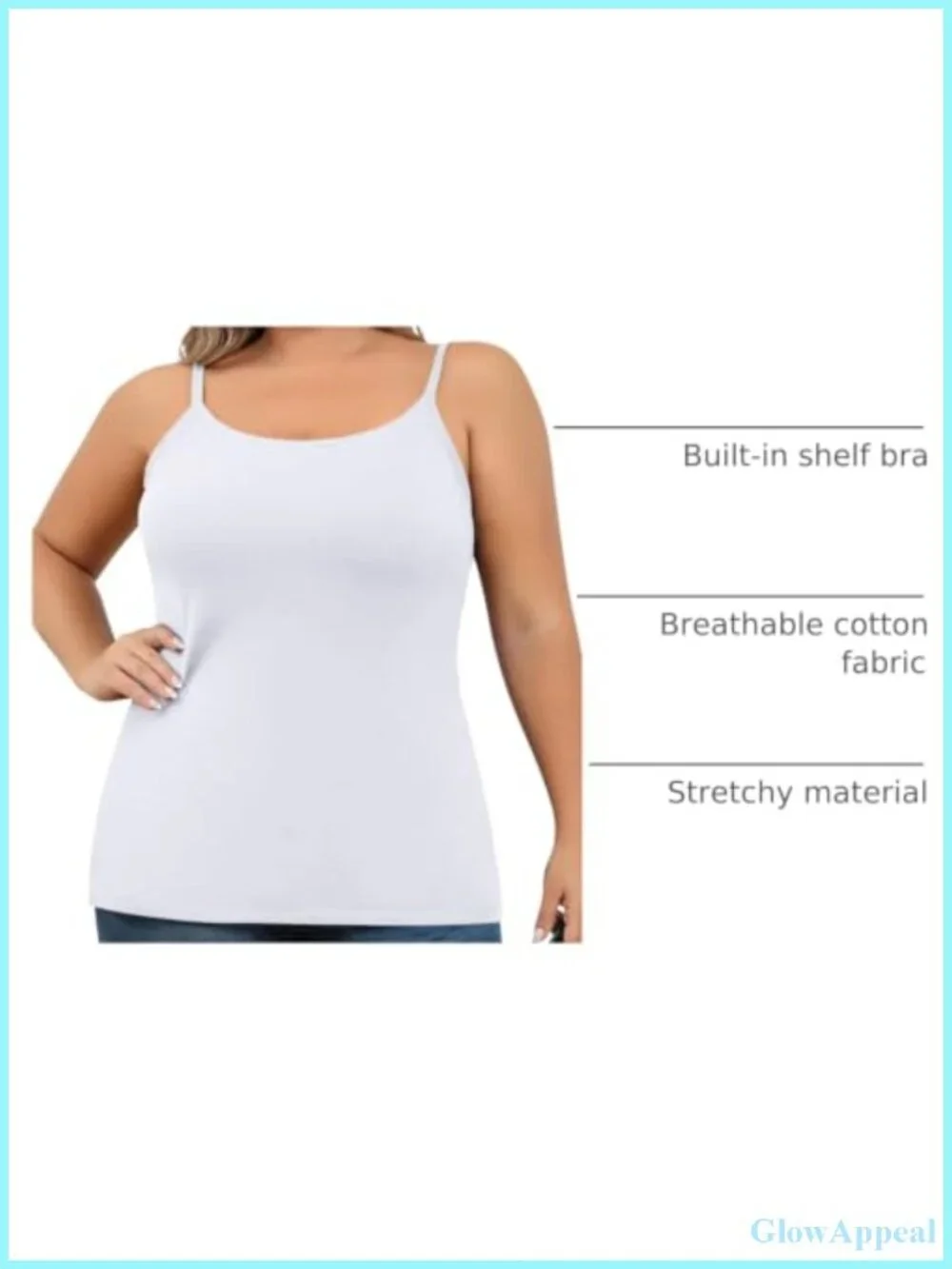 Unpadded Shelf Bra Camisole Plus Size Cotton Scoop Neck